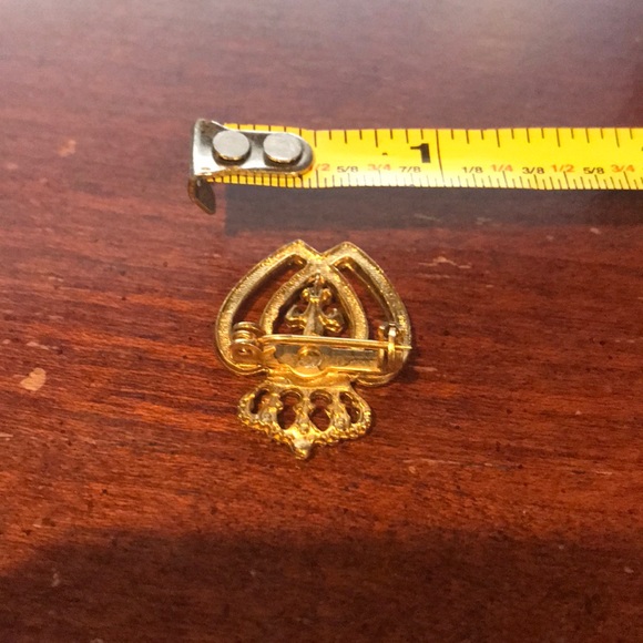 Vintage Crown Heart Fleur de Lis Pin - Picture 4 of 4